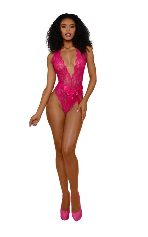 w5NmXgH8 Tiana Lace Teddy With Satin Tie - S/m - Azalea - Image 1