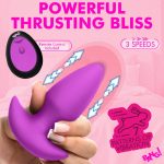 Thrusting and Vibrating Silicone Butt Plug - Purple - Image 3