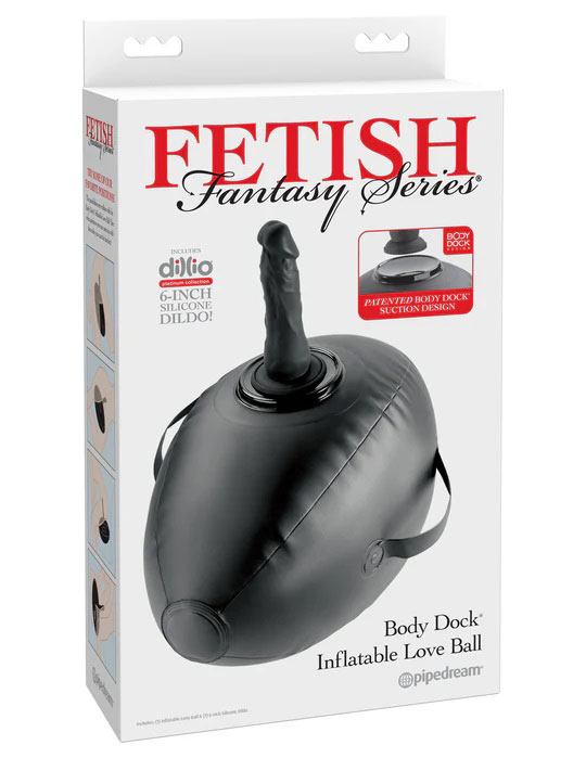 wNmM5KMk Fetish Fantasy Series Body Dock Inflatable Love Ball - Black - Image 1