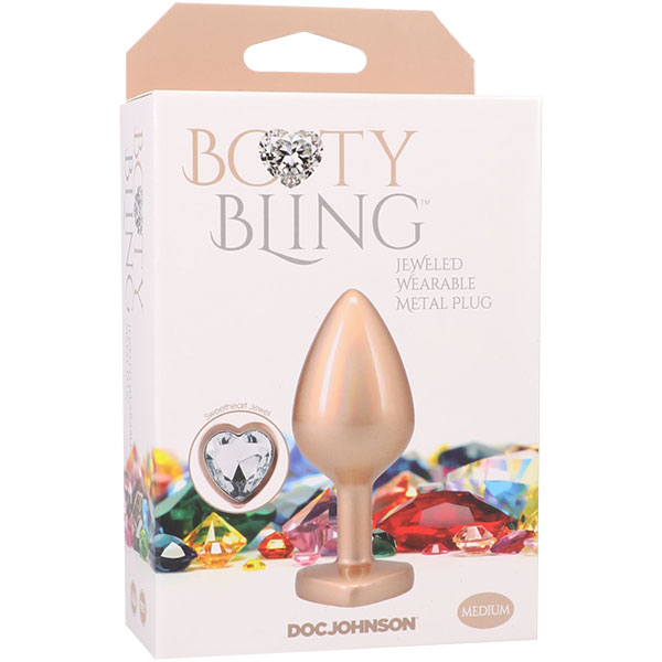 wWRbCWCN Booty Bling Metal Heart Plug - Medium - Gold - Image 1