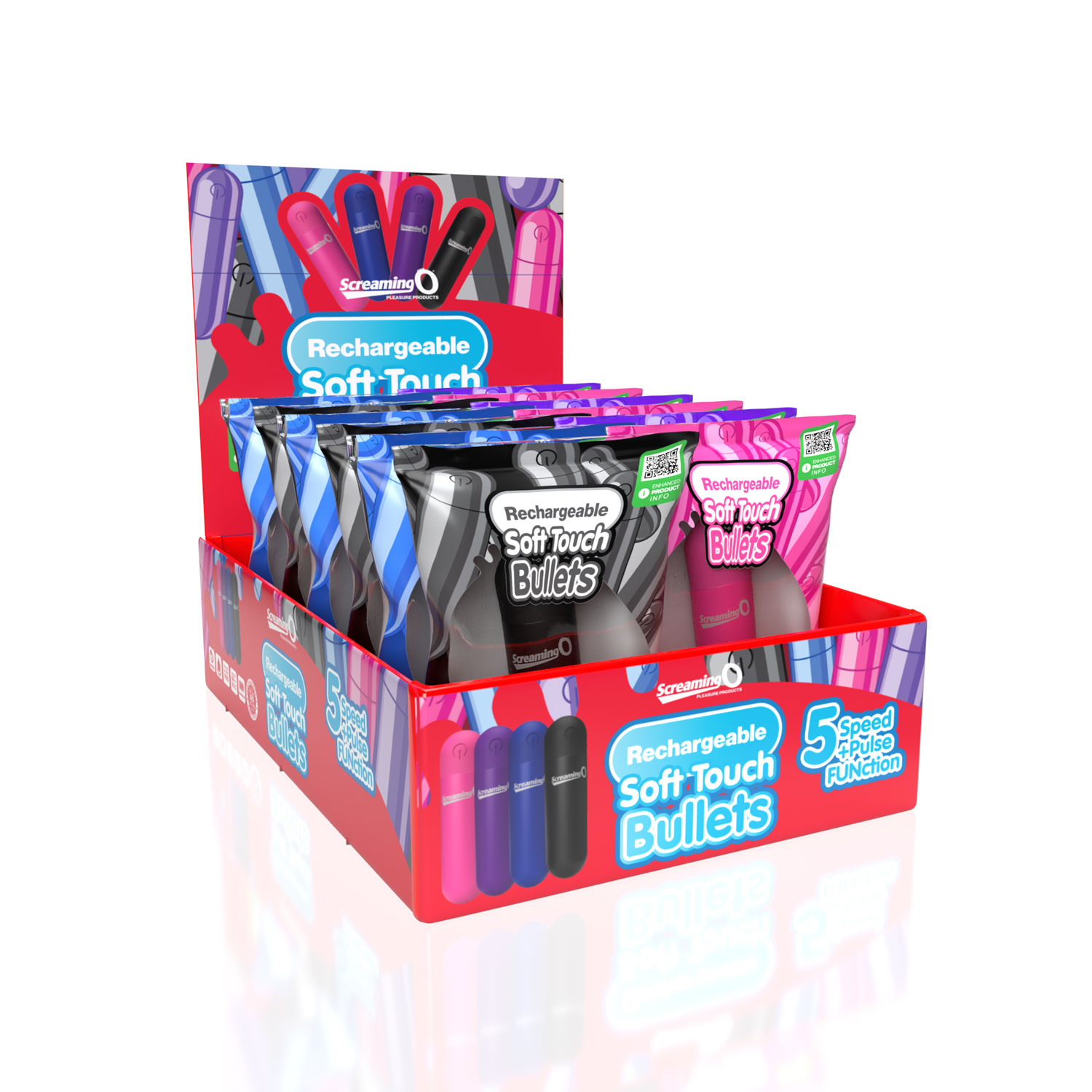 wXKpsCHh5kCGepS8IEzwBk2U84z4lVFx Screaming O Soft Touch Rechargeable Bullets - 12 Count Pop Display Box - Image 1
