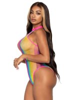 Rainbow Striped Halter Bodysuit With Snap Crotch - One Size - Multicolor - Image 2