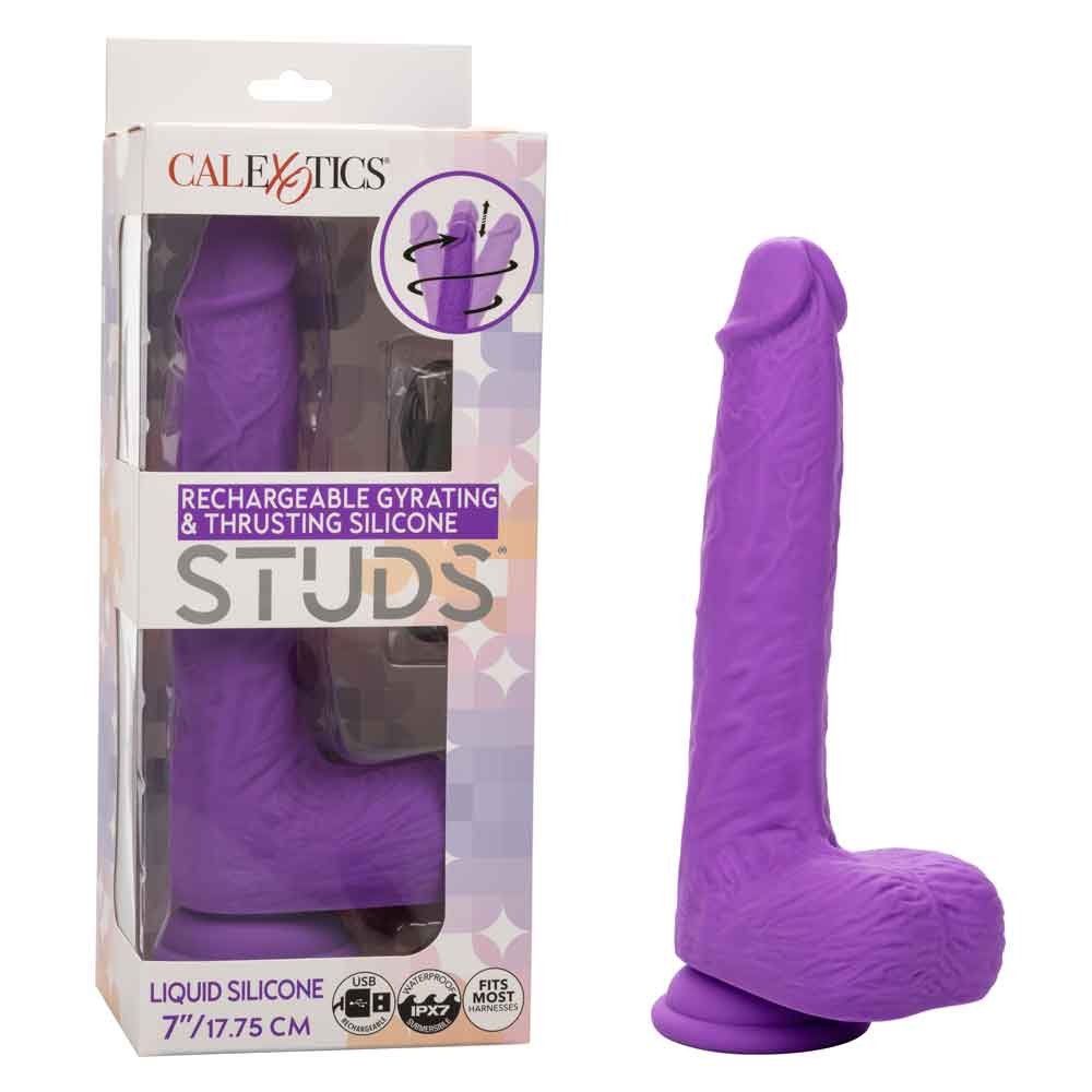 wb5o0fd6CYt1JatrneVqT4KtEanIPMdX Rechargeable Gyrating and Thrusting Silicone Studs - Purple - Image 1