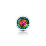 Rainbow Round Gem Silver Metal Plug - Lg - Image 3