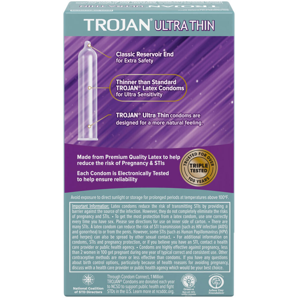 wnXBfbdJ Trojan Sensitivity Ultra Thin Lubricated Condoms - 12 Pack - Image 1
