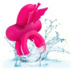 Silicone Rechargeable Dual Butterfly Ring - Pink - Image 8