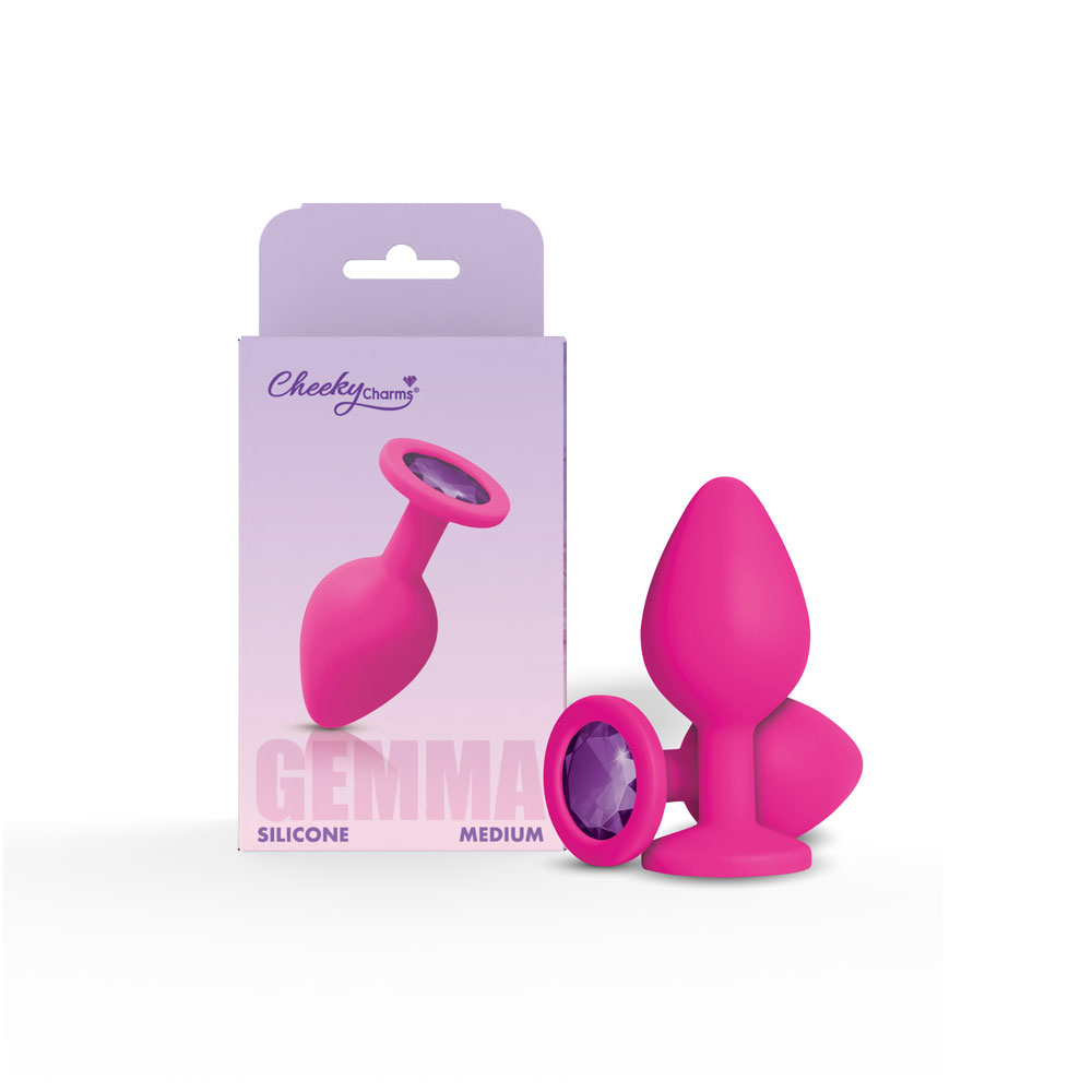 x9kNyBWY Gemma Purple Gem Pink Silicone Plug - Medium - Image 1
