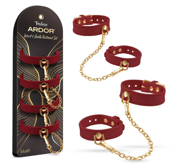 xAQAwGnp Temptasia Ardor Wrist and Ankle Restraints Red - Image 1