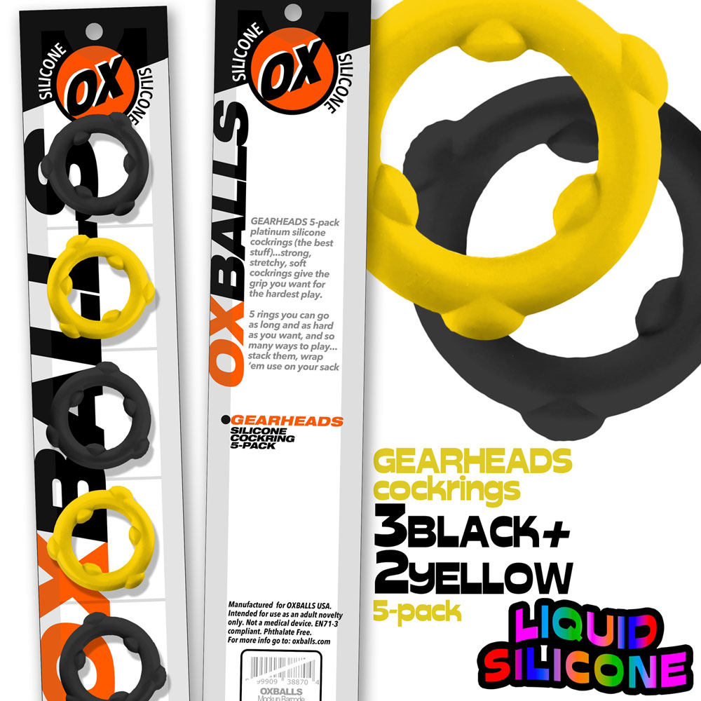 xJ1nSPU1 Gearheads 5 Pack Spinner Rings - Yellow Black - Image 1
