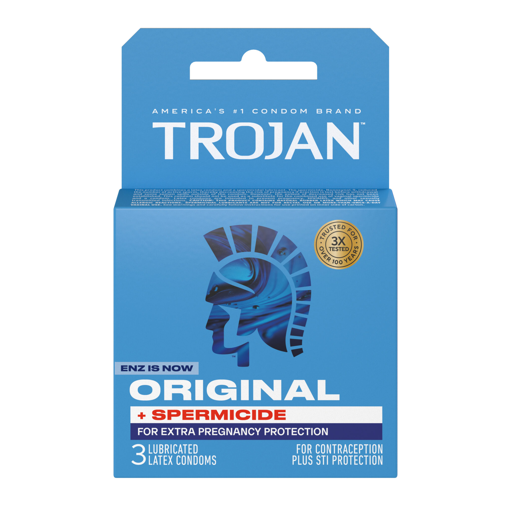 xJQSQ9Kl Trojan Enz Armor Spermicidal Lubricated Condoms - 3 Pack - Image 1