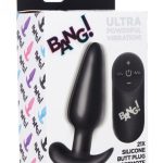 21x Silicone Butt Plug With Remote - Black