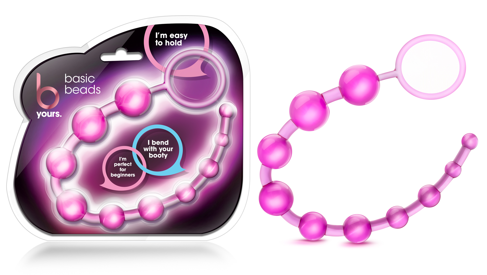 www.blushnovelties.com B Yours - Basic Beads - Pink - Image 1