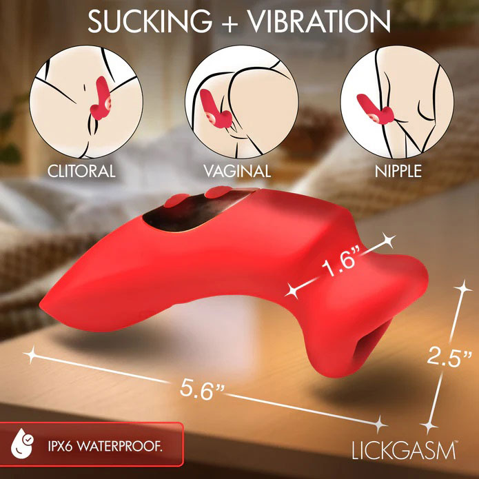 xRJLm275 Plump Kiss Sucking and Vibrating Clitoral Stimulator - Red - Image 1