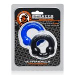 Ultraballs 2- Piece Cockring Set - Black & Police Blue - Image 3