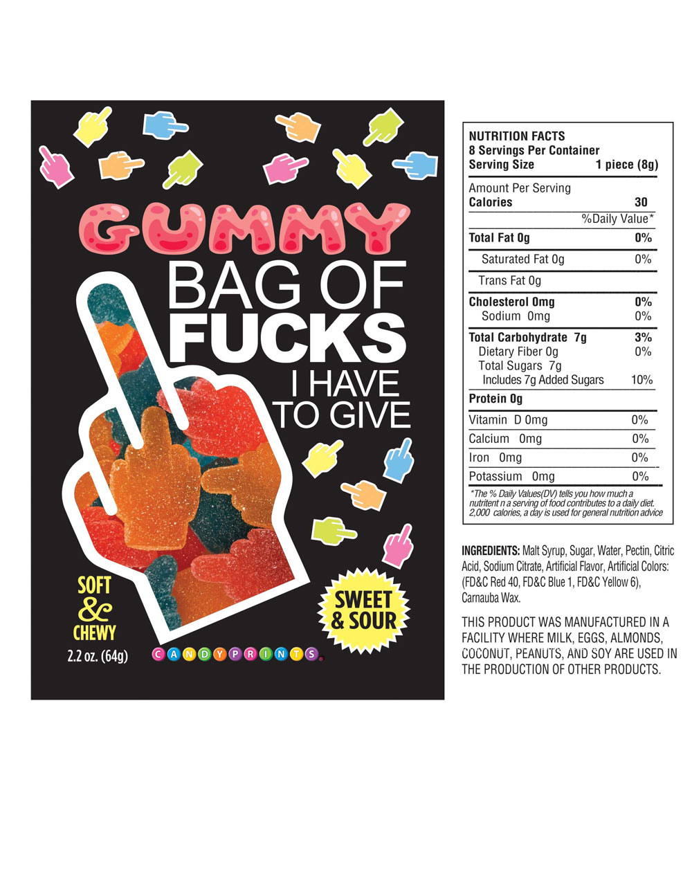 xlKc5627 Bag of Fucks I Have to Give, Sour Gummy 2.2oz - Image 1