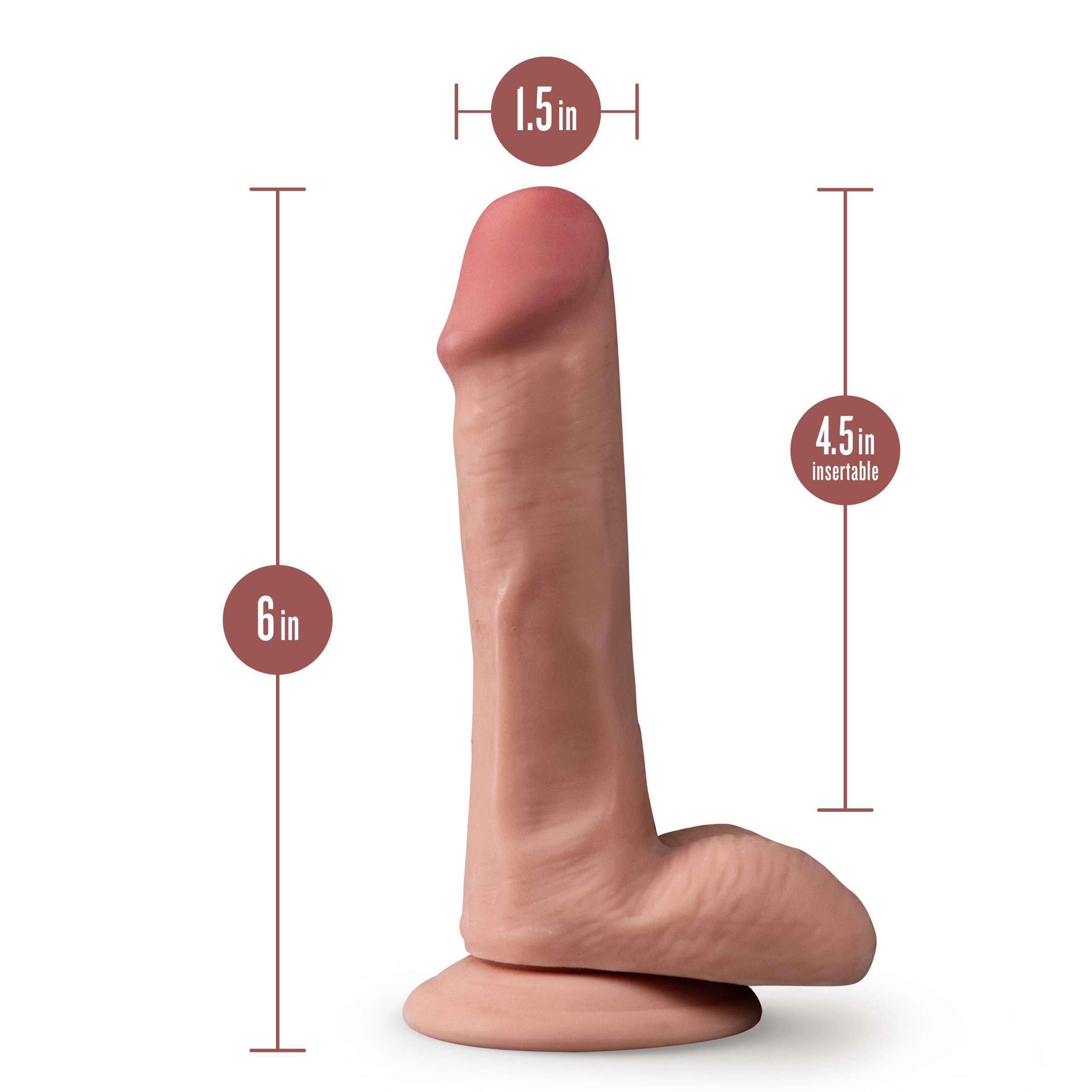 xliYul5c4xtaabktSirc1wbtrc0KBqss Dr. Skin Plus - 6 Inch Posable Dildo With Balls - Mocha - Image 1