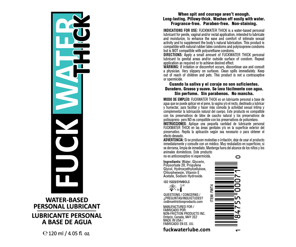 xqP1SrWh Fuck Water Thick 4oz Clear Water Based Lubricant - Image 1