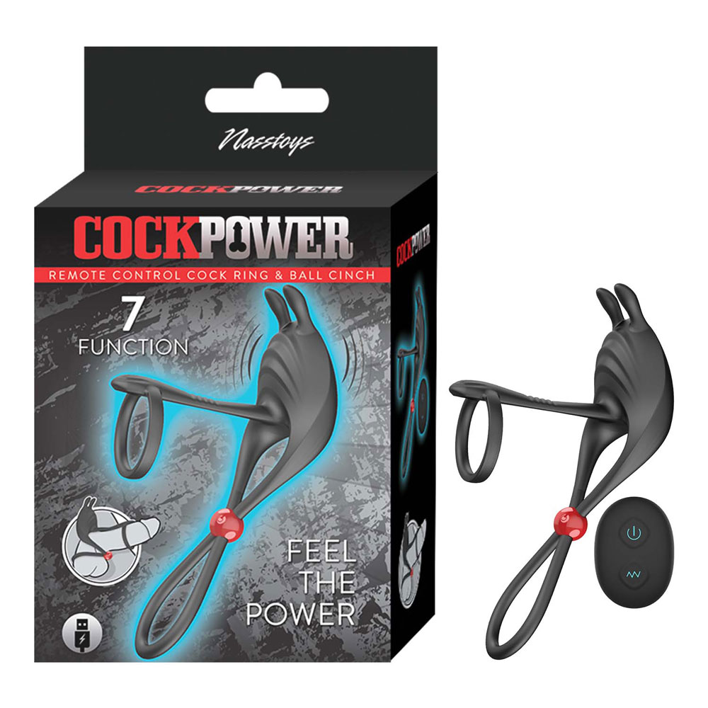 xyEHEaA1 Cockpower Remote Control Cockring and Ball Cinch - Black - Image 1