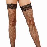 Fishnet Thigh High - One Size - Black