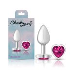 Bright Pink Heart Gem Silver Metal Plug - Sm - Image 5