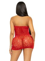 Rhinestone Lace and Net Mini Dress - One Size - Red - Image 9