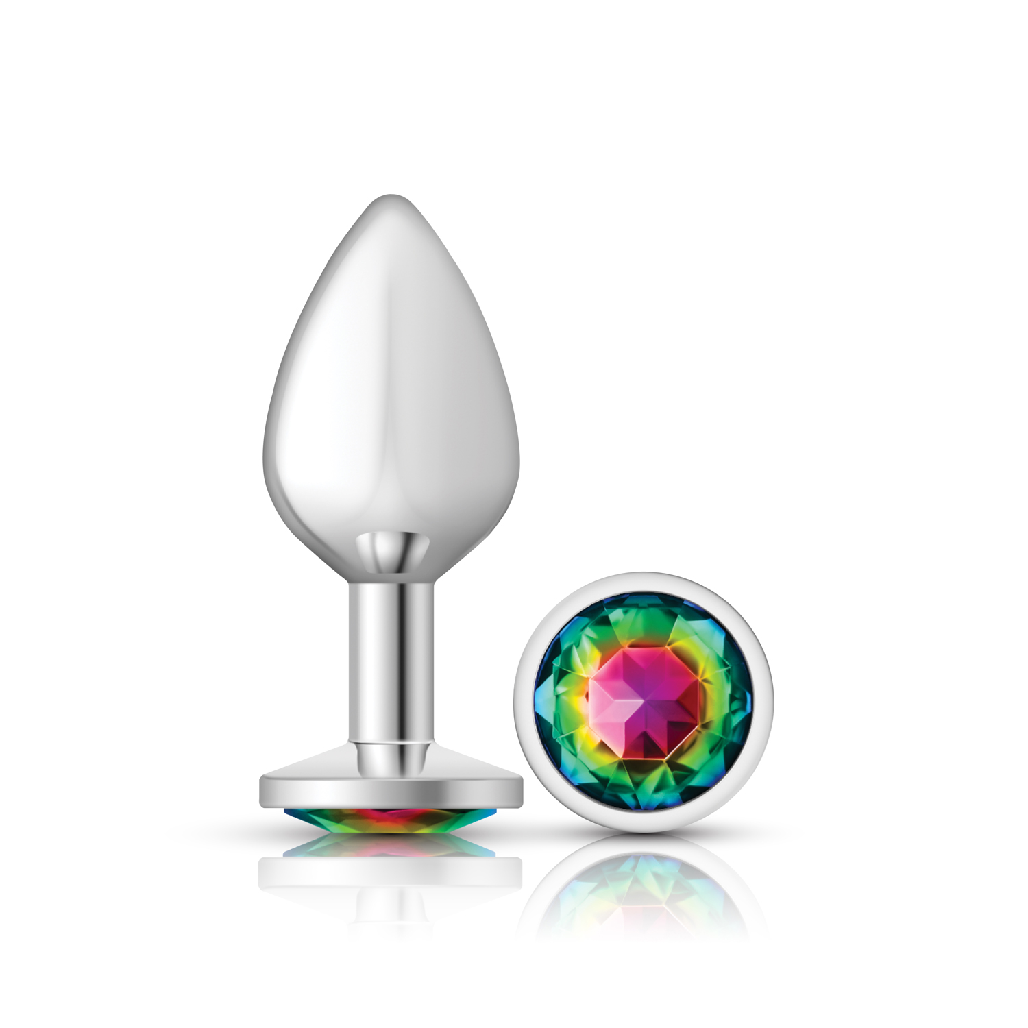 zZkpkpyJvNI2bQ9ithW9Aim9wshPga8k Rainbow Round Gem Silver Metal Plug - Md - Image 1