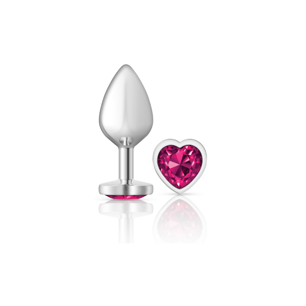 zzbUHKpRkUK5wsYKxn6YJxZwqNzW8V36 Bright Pink Heart Gem Silver Metal Plug - Md - Image 1