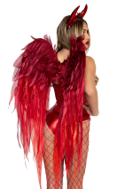 2 Pc Devil Ombre Chiffon Wings and Horn Headband Red Os - Image 2