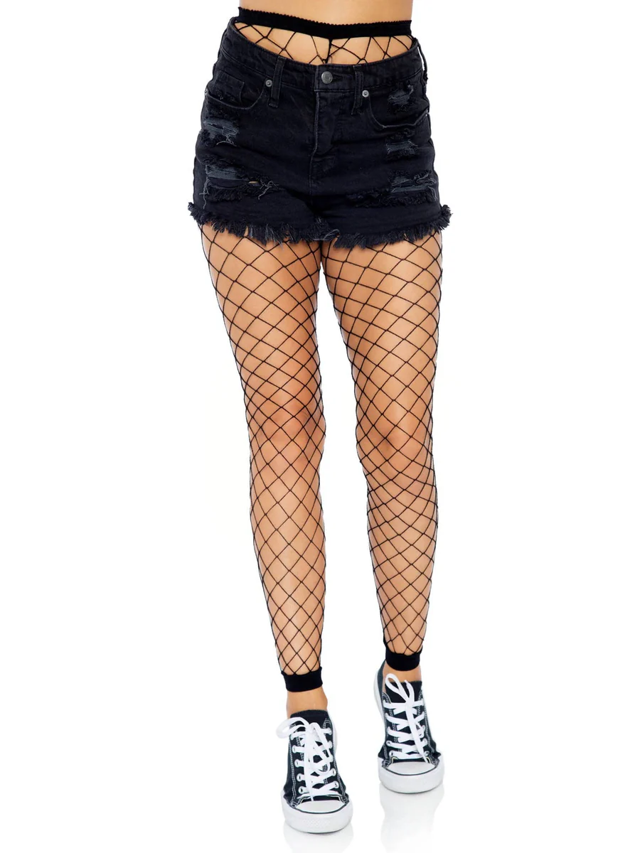8yArEN5g Fence Net Footless Tights Black Os - Image 1