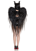 2 Pc Dark Enchantress Chiffon Wings and Horn Headband Black - Image 3