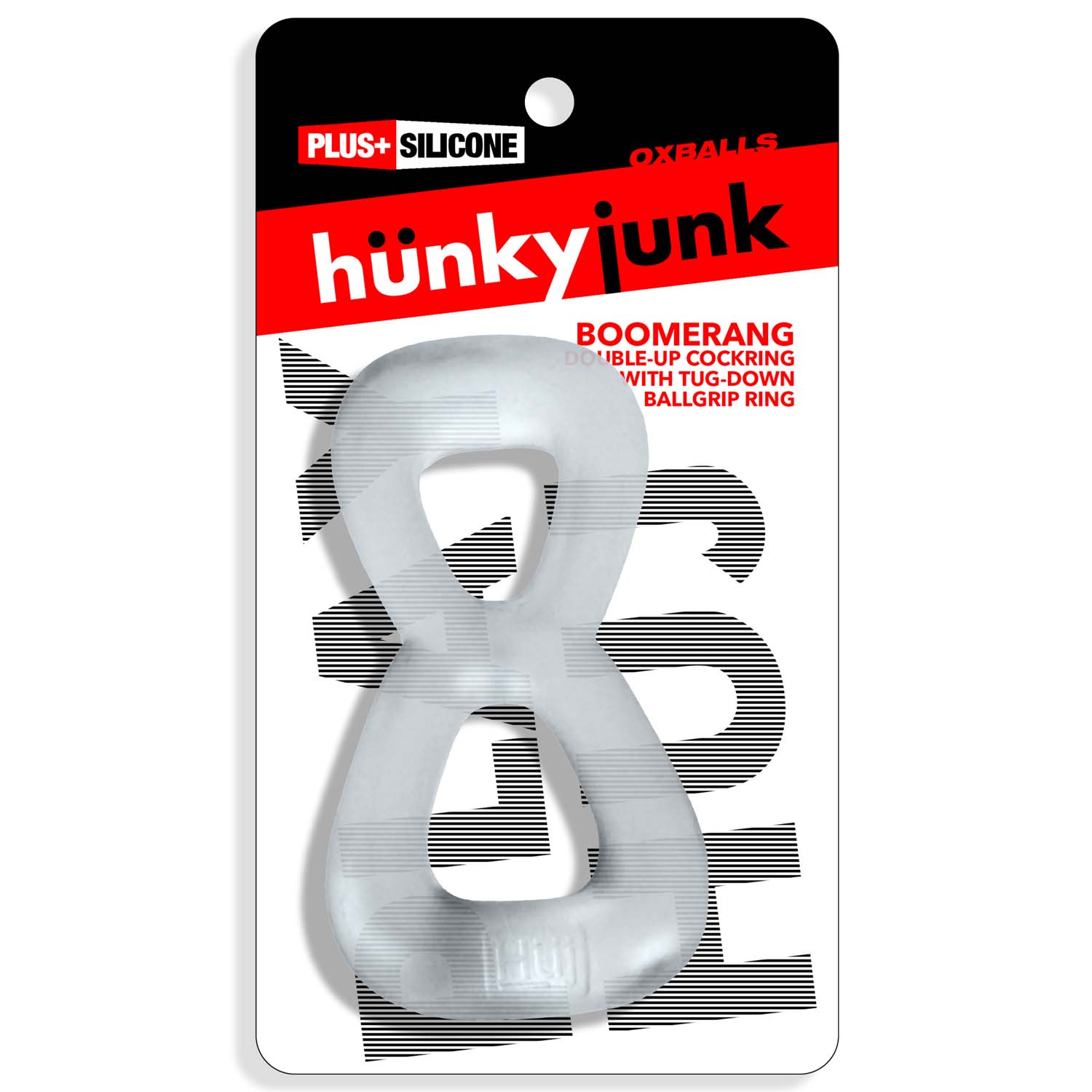 fpiQtqaP Boomerang Double-Ring Cockring & Nut-Tugger Clear Steam - Image 1