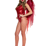 2 Pc Devil Ombre Chiffon Wings and Horn Headband Red Os