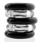 Jacker 5-Stack Five-Pack Tube Super-Strong Cockrings Clear Black - Image 2