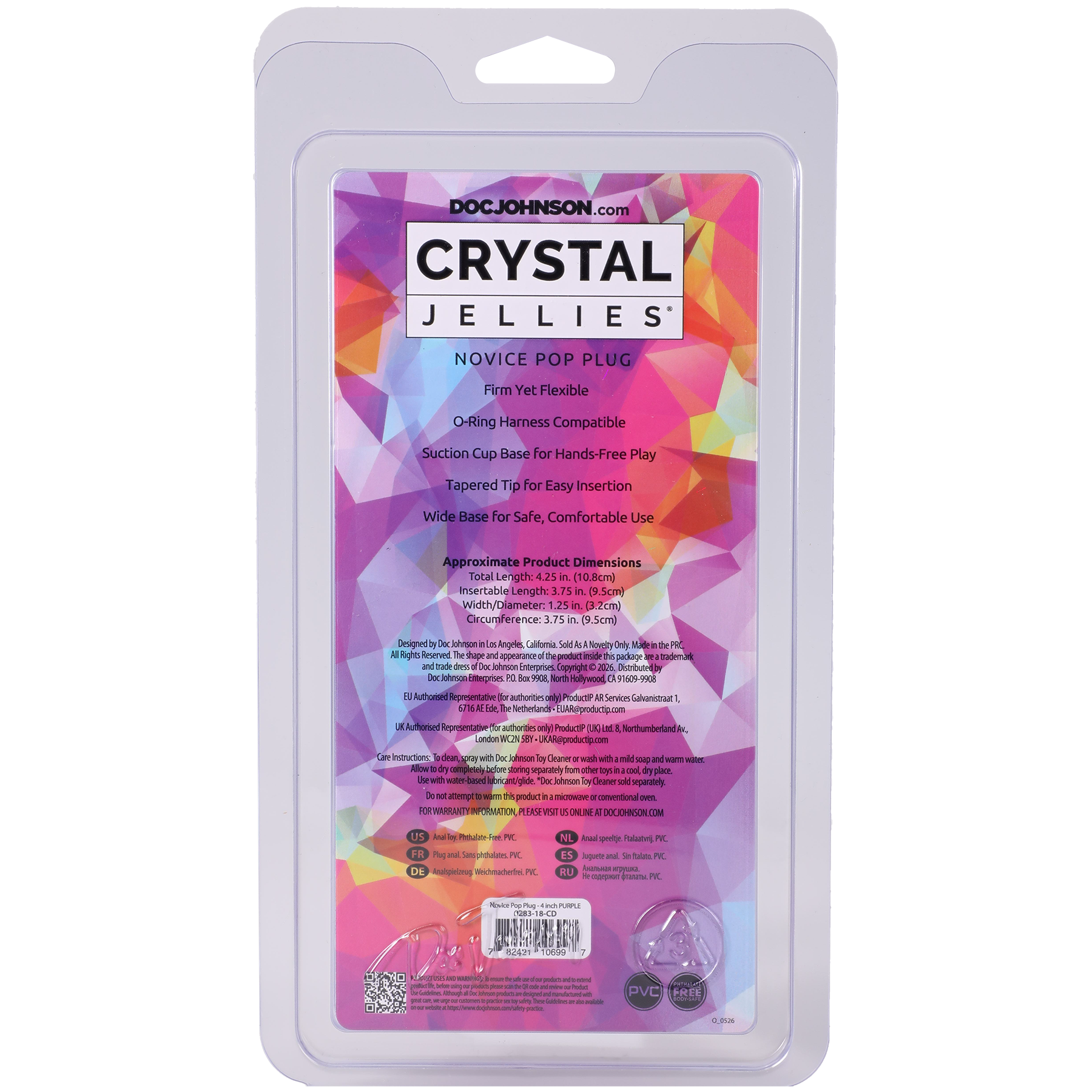 093IO2bg Crystal Jellies - Novice Pop Plug - 4 Inch Purple - Image 1