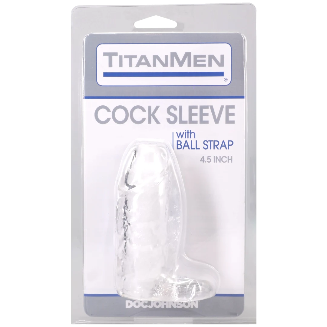 0ZyKpxAn Titanmen - Cock Sleeve With Ball Strap - 4.5 Inch Clear - Image 1