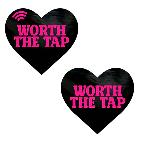 15kjPQRS Worth the Tap Hot Pink Heart Smart Nfc Pasties - Image 1