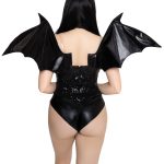 Wet Look Strapless Bat Wings Black