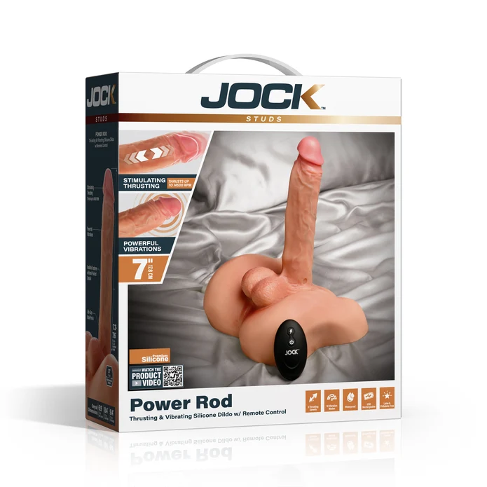 4Bu6ZS1L Jock Power Rod Thrusting & Vibrating Dildo With Remote Control Beige - Image 1