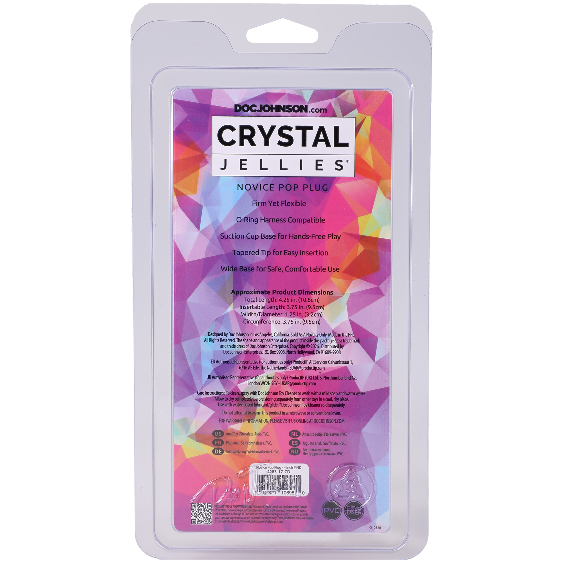 7HXlZTly Crystal Jellies - Novice Pop Plug - 4 Inch Pink - Image 1