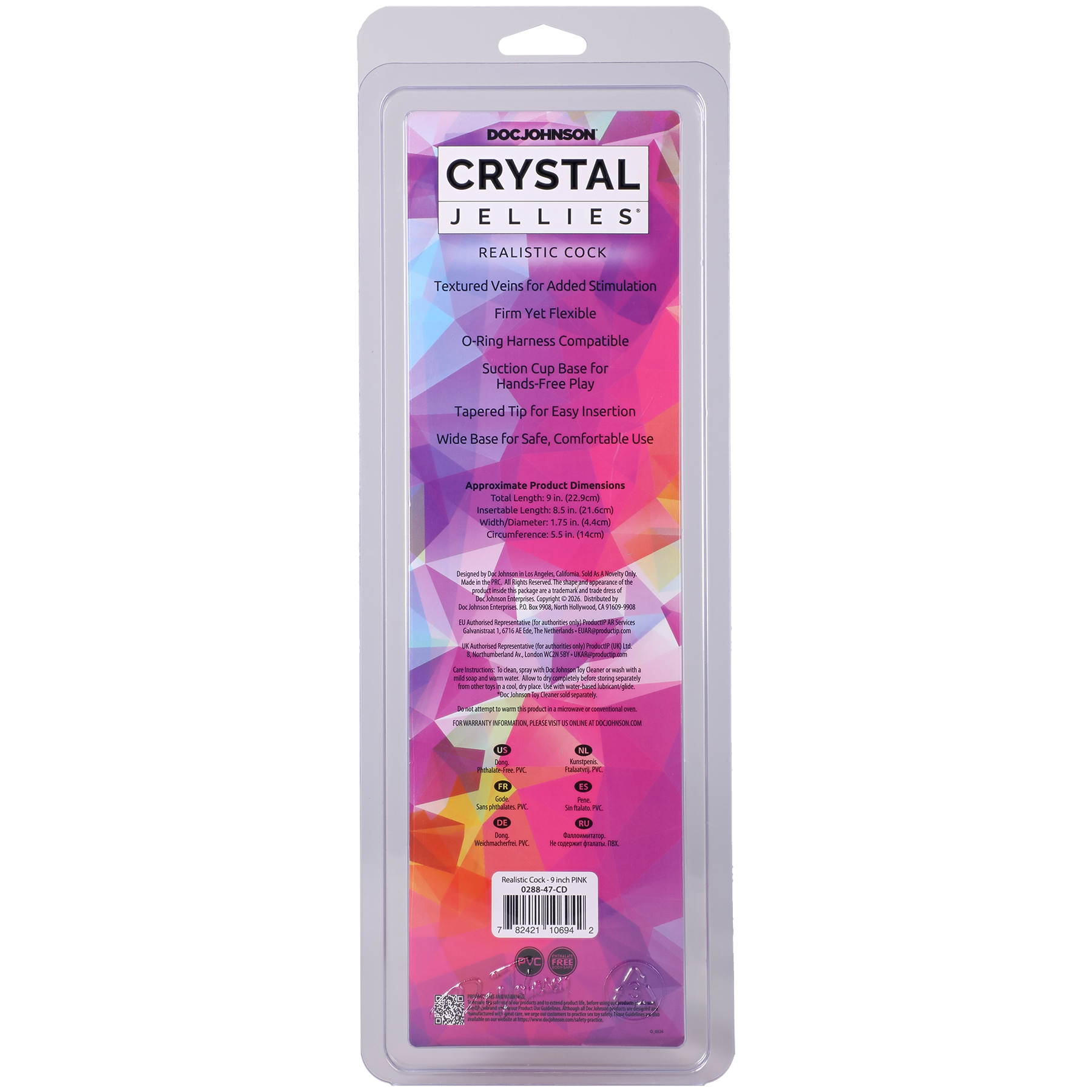 Hs1JW6Dm Crystal Jellies - Realistic Cock - 9 Inch Pink - Image 1
