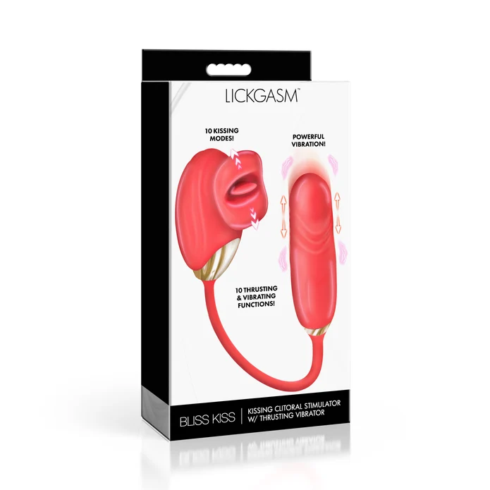 ML8hstaW Bliss Kiss Kissing Clitoral Stimulator W Thrusting Vibrator Red - Image 1