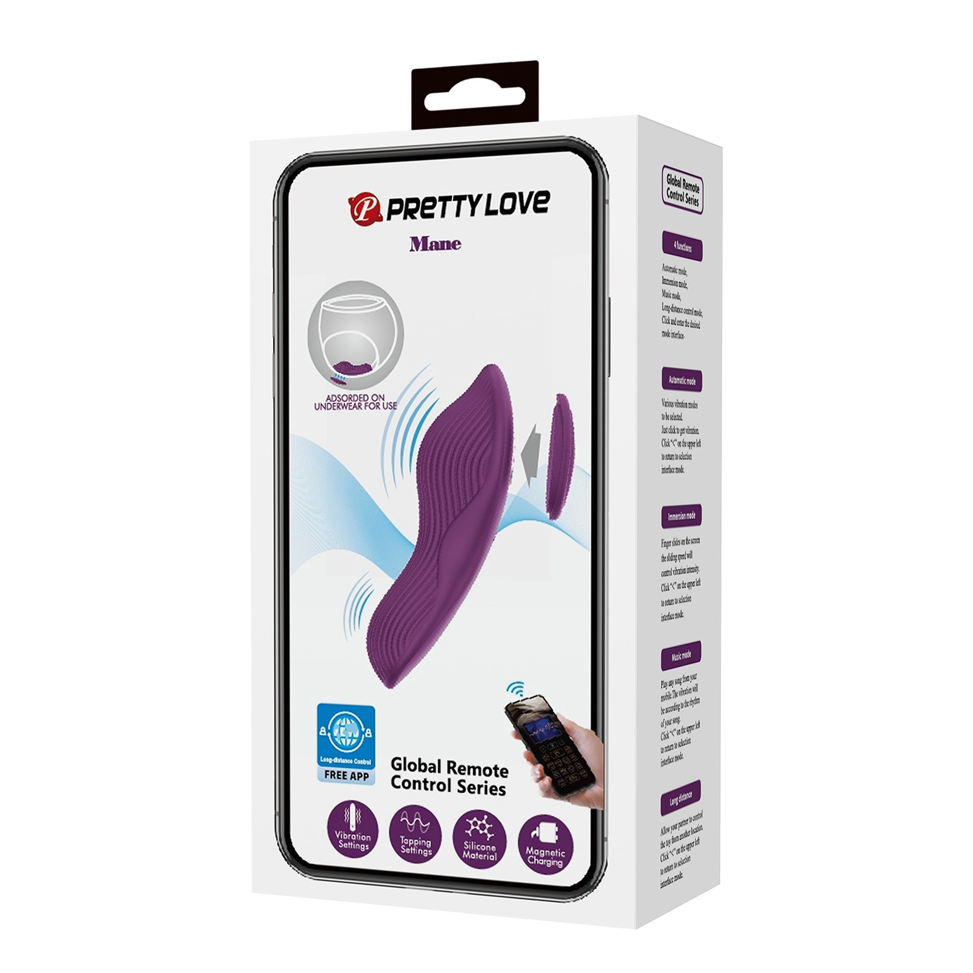 emekg436 Pretty Love Mane Magnetic App-Controlled Panty Vibe - Purple - Image 1