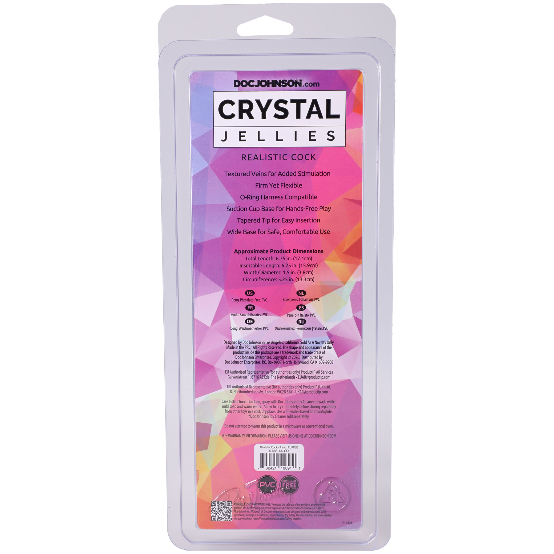 fn5WgzZ1 Crystal Jellies - Realistic Cock - 7 Inch Purple - Image 1