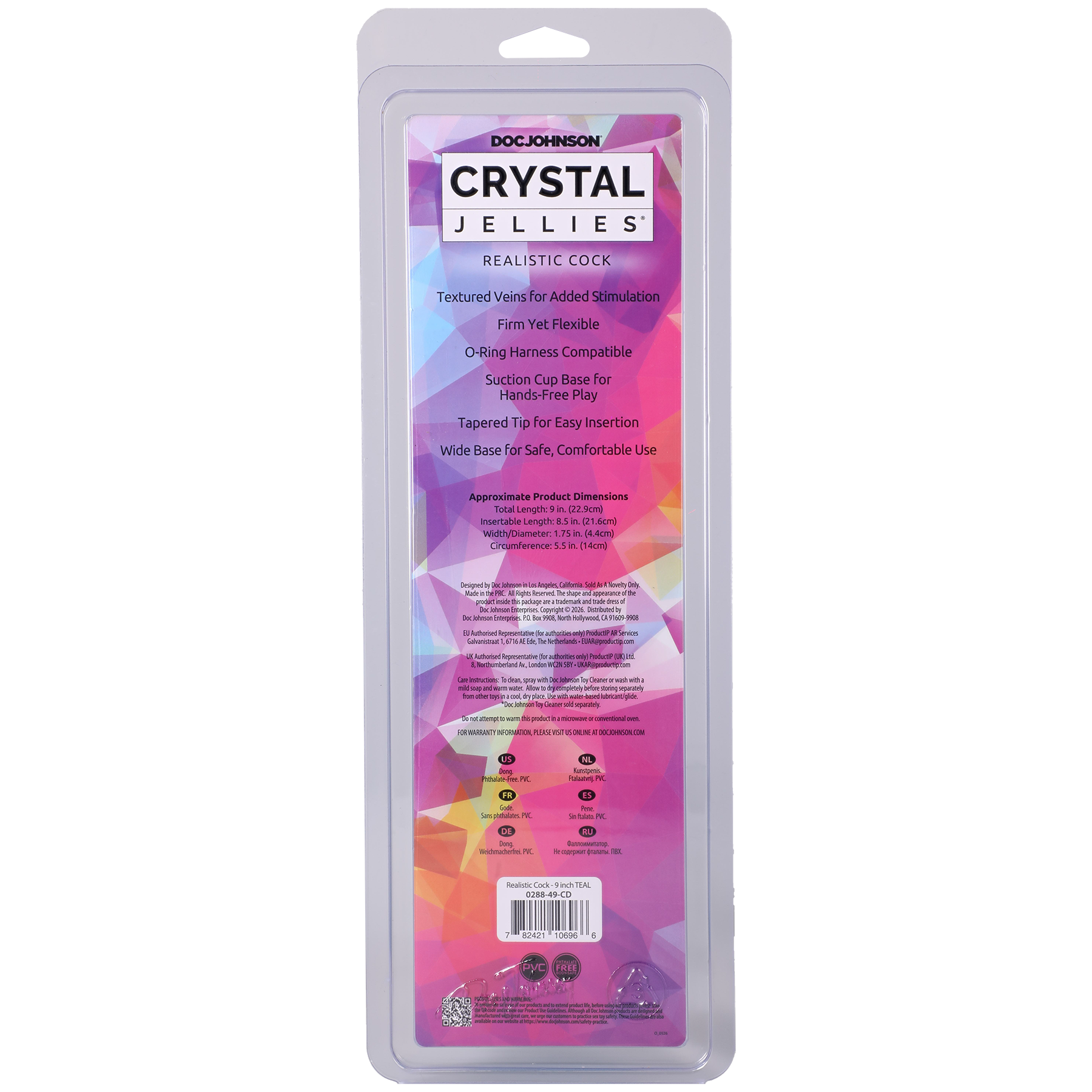 g9rSsmC4 Crystal Jellies - Realistic Cock - 9 Inch Teal - Image 1