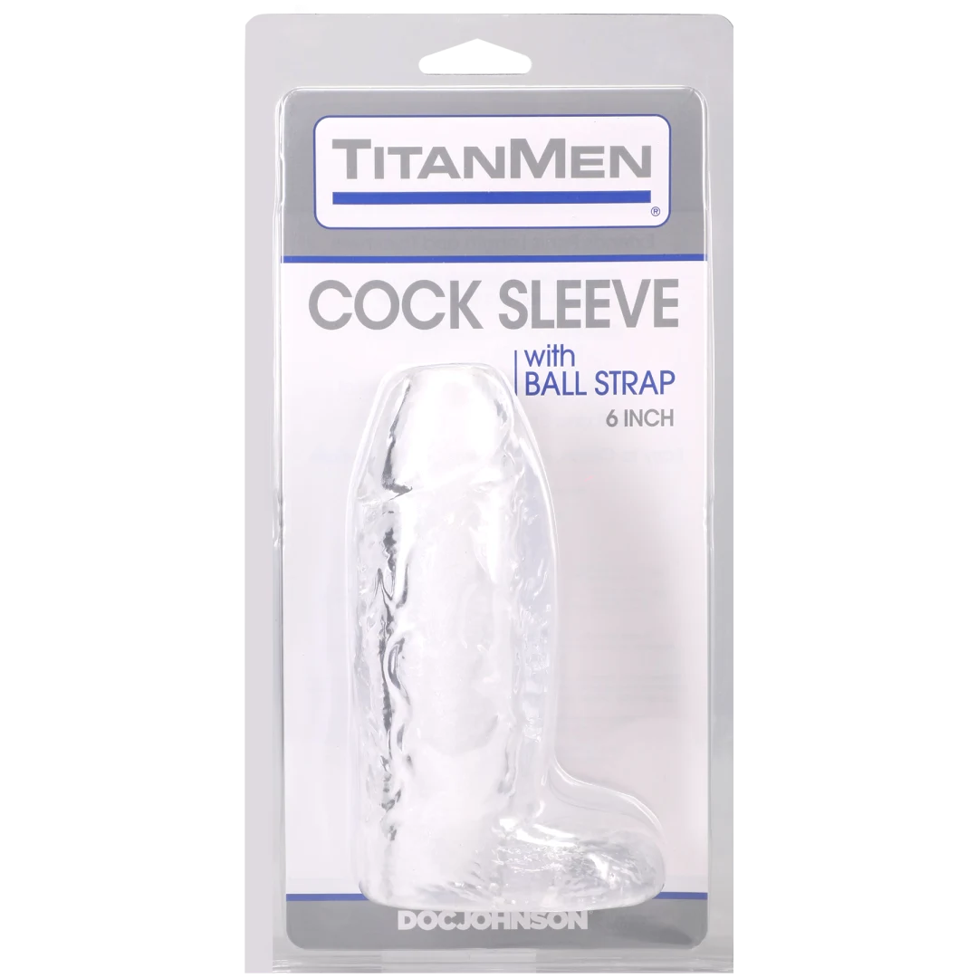 gr1UddXo Titanmen - Cock Sleeve With Ball Strap - 6 Inch Clear - Image 1