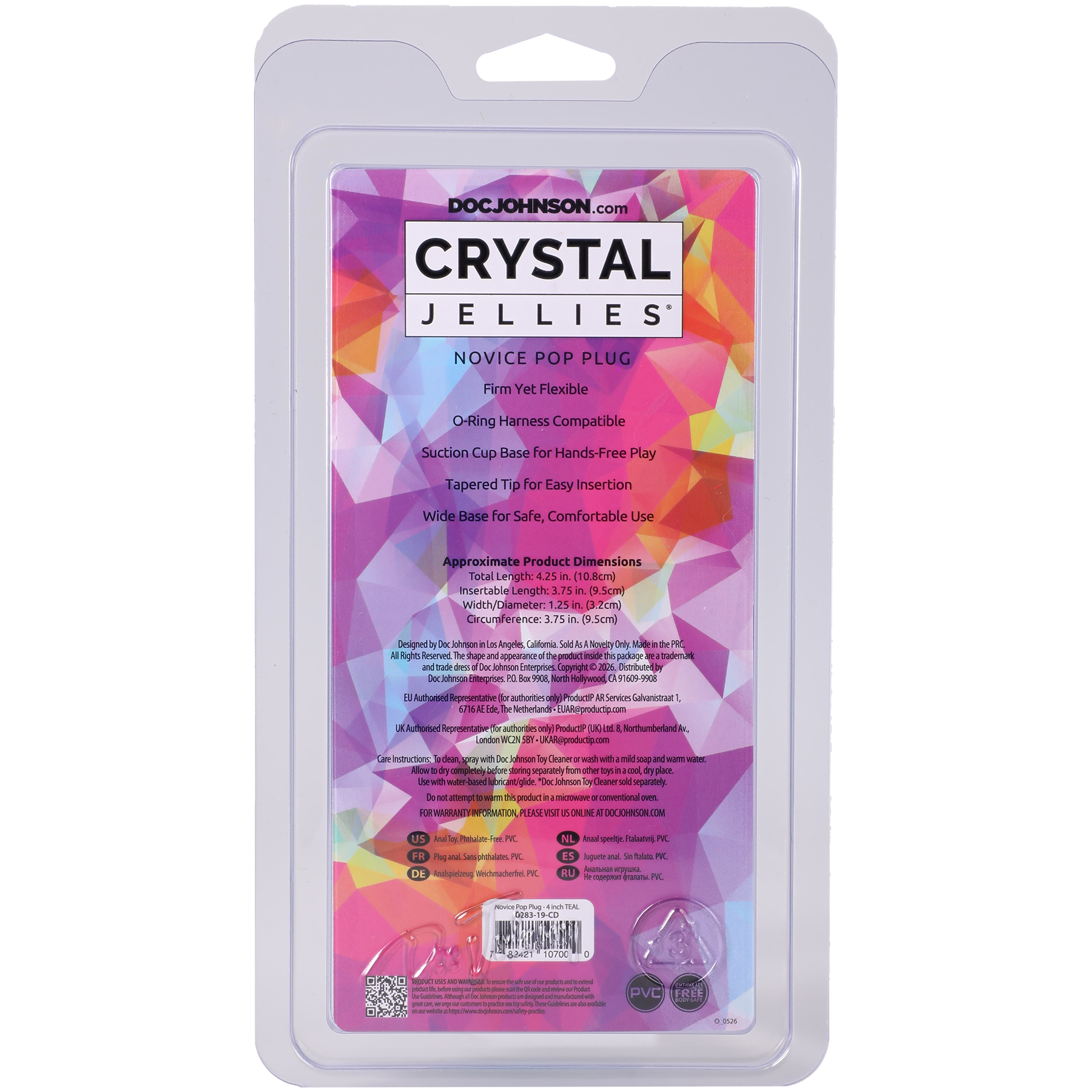 hgNWoYSz Crystal Jellies - Novice Pop Plug - 4 Inch Teal - Image 1