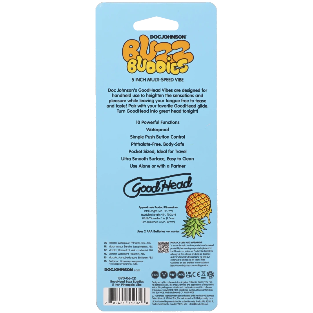 kDcVkwvL Goodhead - Buzz Buddies - 5 Inch Muti-Speed Vibe Pineapple - Image 1