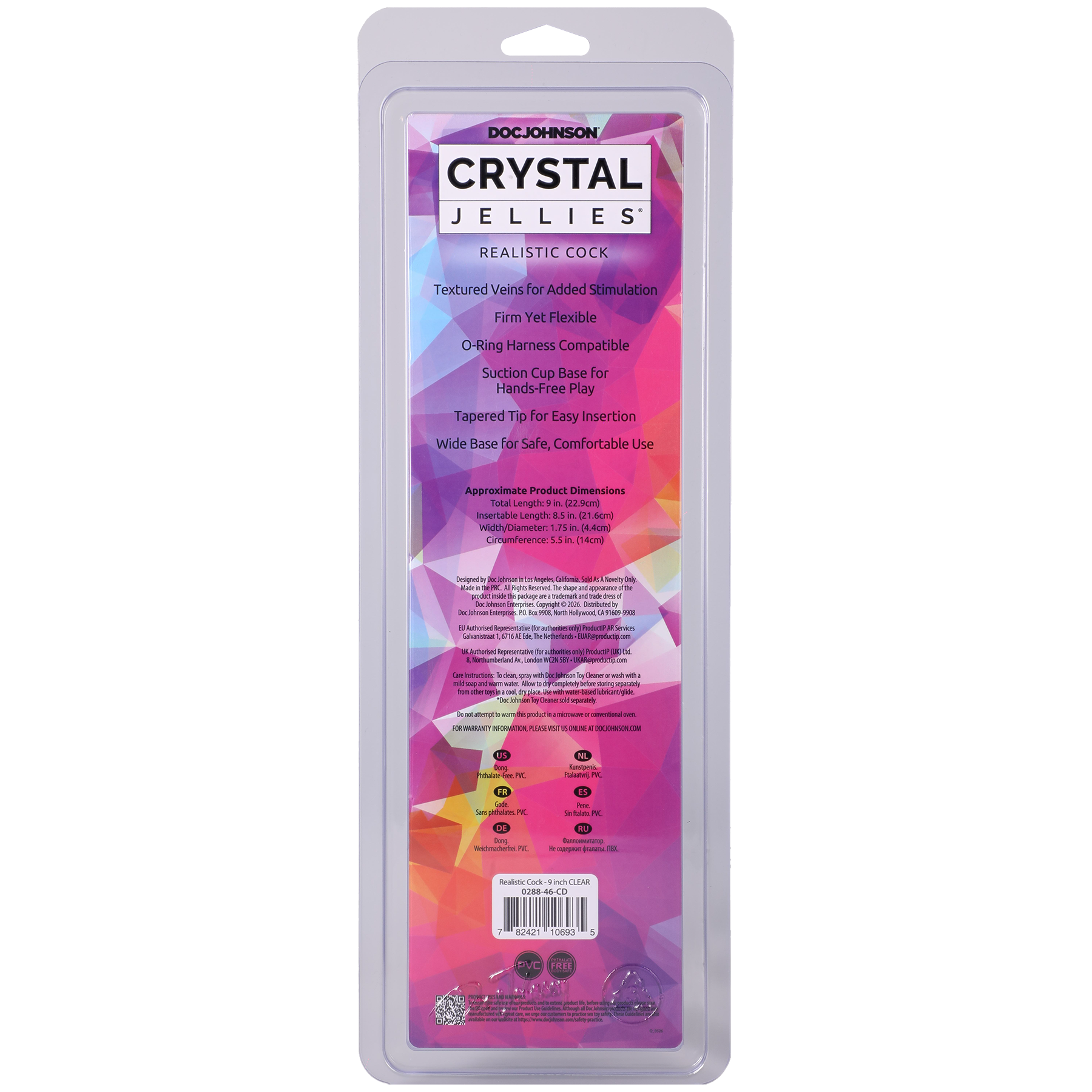 kmlJsV5N Crystal Jellies - Realistic Cock - 9 Inch Clear - Image 1