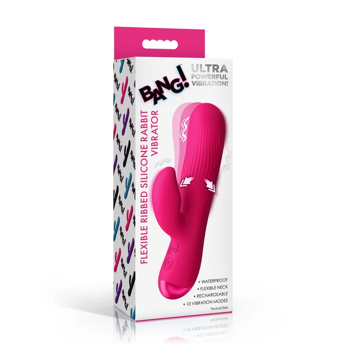 lSX7hnel Bg Ribbed Silicone Rabbit Vibrator Pink - Image 1