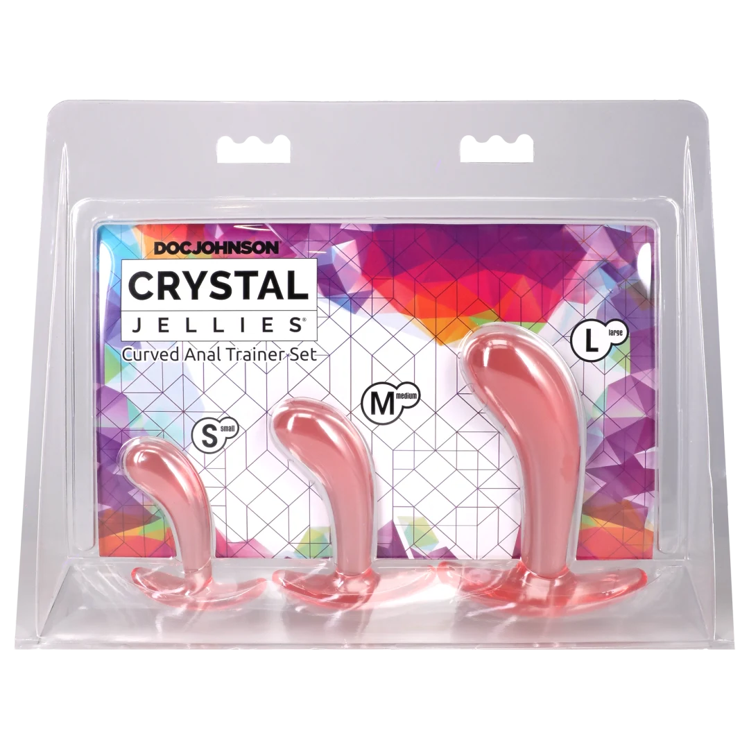 xKjIeH3z Crystal Jellies - Curved Anal Trainer Set Pink - Image 1